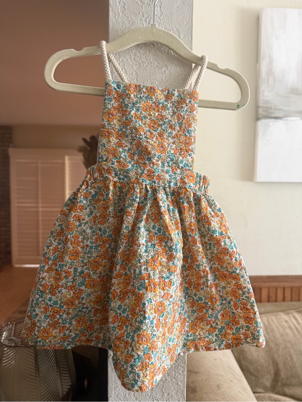 Zara Girls Orange Floral Sundress with Rope Straps